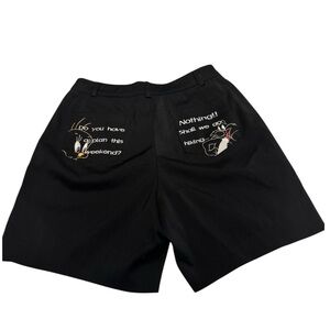 Enzoro Valentino Y2K Black Novelty‎ Embroidered Shorts Women’s Size Medium